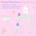 thumbnail image 3 of Costway Kids Vanity Set Princess Vanity Table & Chair Set with Lighted Mirror White, 3 of 10
