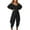Black, variant on Womens EleganceSolid Color Jumpsuit Comfy V Neck Off Shoulder Long Sleeve Wide Leg Romper Baggy Club Sweatsuit Outfit