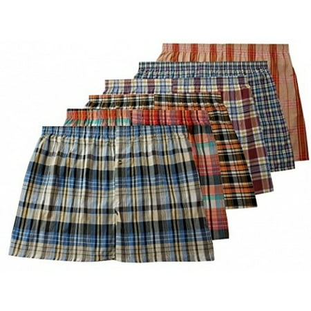 Plaid Woven Boxer Shorts - Different Touch 6 Men's True Big and Tall USA Classic Design Plaid Woven Boxer Shorts Underwear