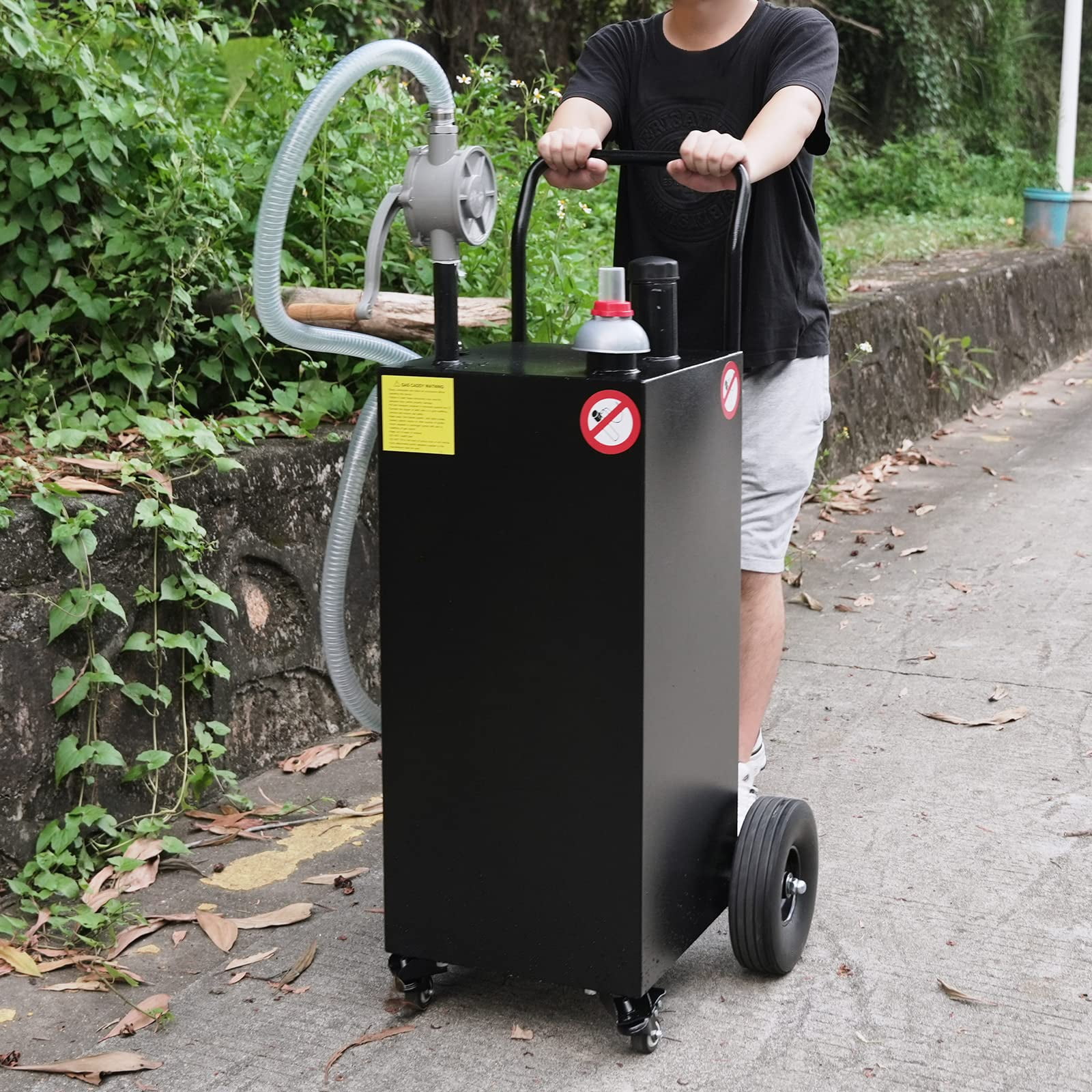 45 Gallon Gas Caddy - Portable Fuel Tank with Pump and Wheels Portable Fuel Storage Tank for Car, Lawnmower, ATV, Boat, Motorcycle