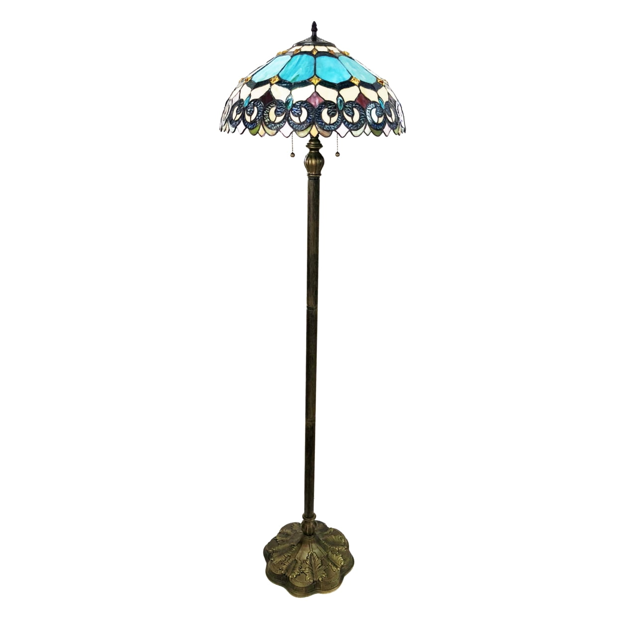 CHLOE Lighting AUBREY Victorian 2 Light Antique Dark Bronze Floor Lamp 18" Shade