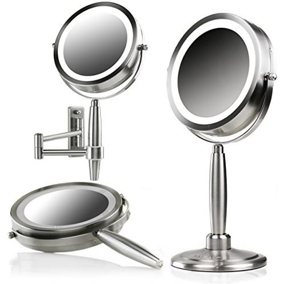 Ovente 7 Inch Led Lighted 3 In 1 Makeup Mirror Tabletop Wall Mount Ovente 7 Inch Led Lighted 3 In 1 Makeup Mirror Tabletop Wall Mount Handheld Battery Operated Cordless Smarttouch Light Tones Cool Warm