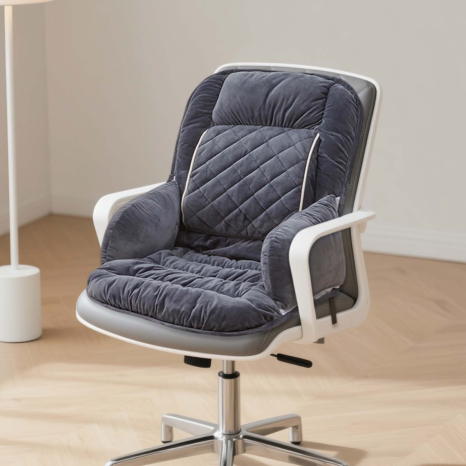 Heated Seat Cushion with Lumbar Support USB Powered Heating Pad 3 Temperature Settings Large Heating Area for Office Chair Car Wheelchair Home Use Comfort