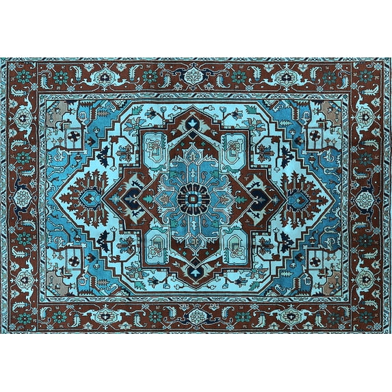 Ahgly Company Indoor Rectangle Oriental Light Blue Industrial Area Rugs, 5' x 7'