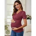 thumbnail image 6 of DARING DIVA Women's Ruched Wrap V Neck Maternity Blouse XXL Red, 6 of 7