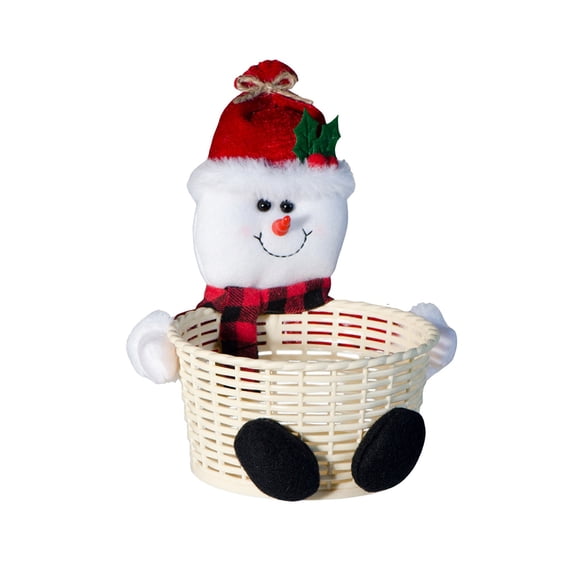Chanana Christmas Storage Basket - Santa Snowman Candy Woven Holder Bowl Dish for Holiday Table Desk Decoration Gift