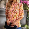 thumbnail image 3 of Blusas de trabajo estampadas,Blusa de mujer Blusa con estampado floral Blusa con cuello alto Funcionalidad versátil, 3 of 6