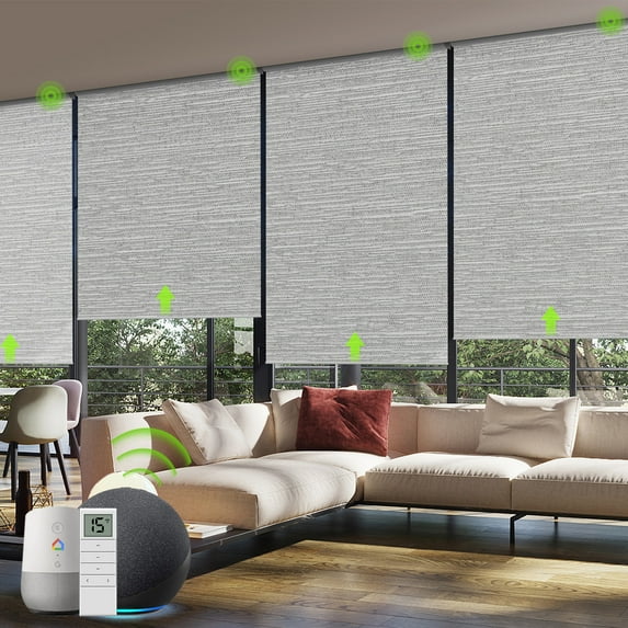 Yoolax Motorized Blind Remote Control Smart Roller Shade(Foggy Grey,57"W x 72"H)