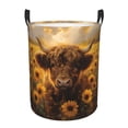thumbnail image 1 of Fotbe Cute Cow Sunflower Field Cesto de Ropa con Asas, Cesto Impermeable de Gran Capacidad, Bolsa de Lavado para Dormitorio, Cesto de Ropa con Ruedas y Asas-Small, 1 of 6