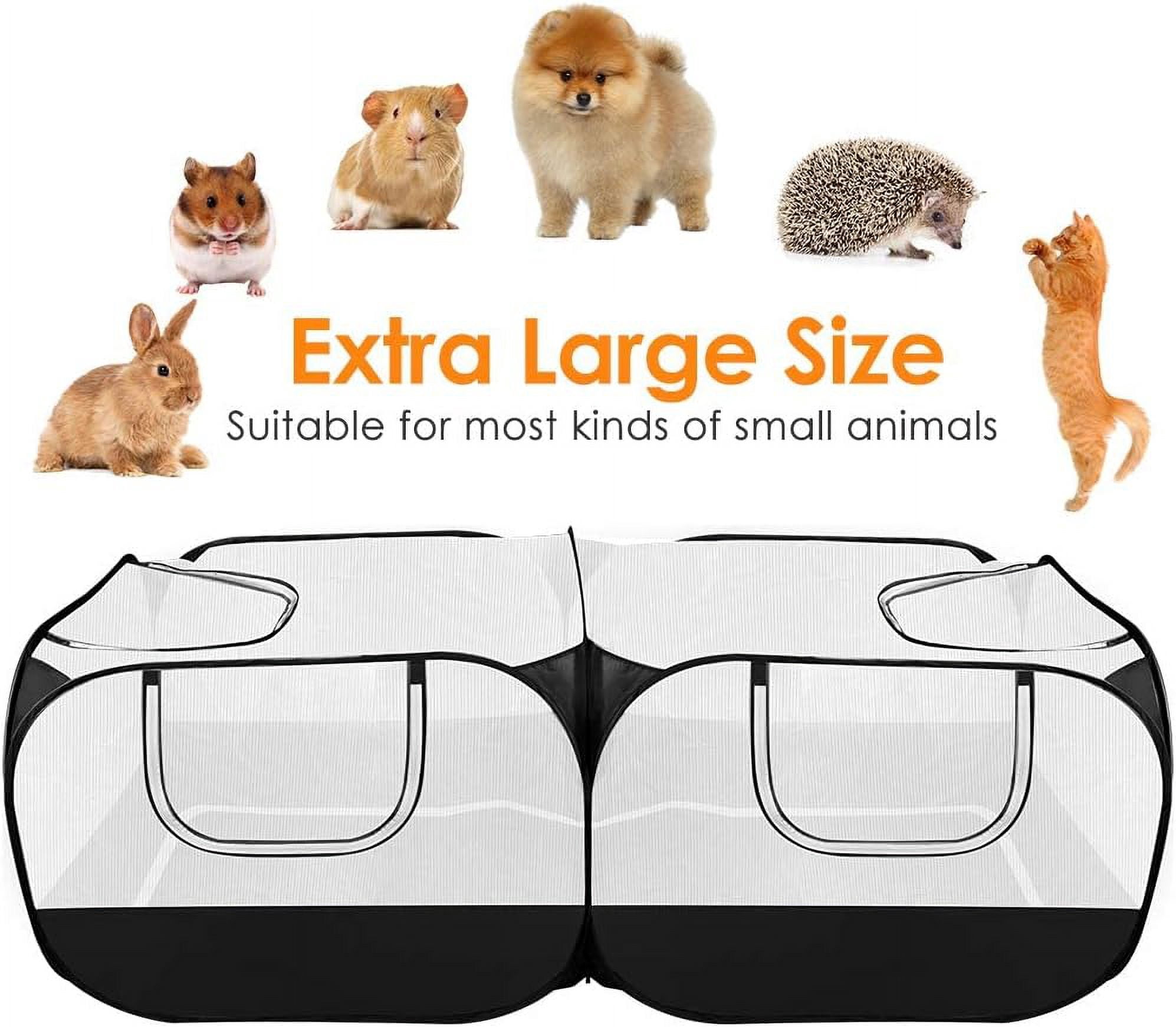 Small Animals Playpen, Portable Large Chicken Run Coop with Detachable Bottom Breathable Transparent Mesh Walls, Foldable Pet Enclosure for Puppy Kitten Rabbits Indoor Outdoor