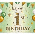 thumbnail image 4 of Glittery Gold 1st Birthday Banner with Crown Balloons and Party Flags Background, Ideal for Birthday Party Decorations Photography Props Happy Birthday Celebrations, 4 of 8