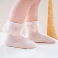 thumbnail image 5 of 5 Pack Baby Girs Lace Socks Toddler Ruffle Eyelet Princess Dress Frilly Cotton Thin Mesh Ankle Socks for 1-8T Kids, 5 of 7