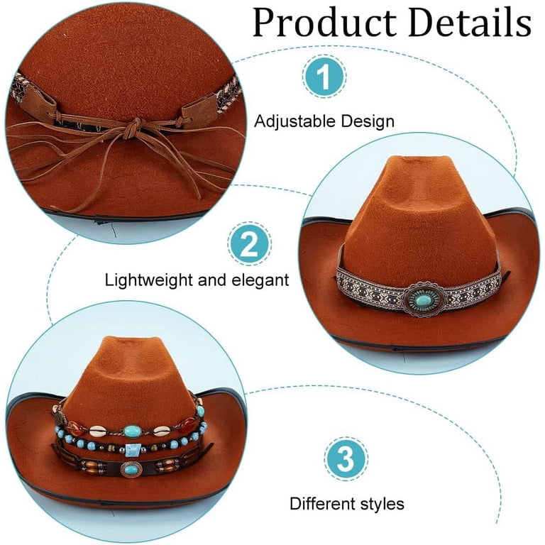 9 pcs Cowboy Hat Bands 9 Styles Replacement Hat Belt Mixed  display picture 3