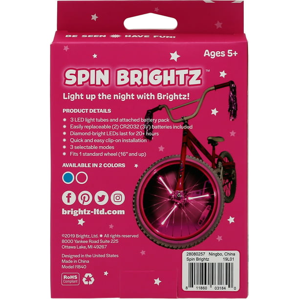 Spin Brightz Pink LED Bicycle Spoke Tube Lights, 1 Wheel