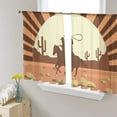 thumbnail image 3 of Sheer Curtains 54 inches Long, Western Cowboy Cowboy on Horseback with Rope Light Filtering Sheer Window Curtains Rod Pocket Voile Drapes for Bedroom Living Room, 52"W x 54"L 2 Panels, 3 of 7