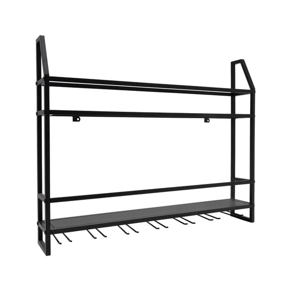 Wall Mounted Wine Glass Storage Rack Bar Wine Display Shelves Bottle Holder Steel Black