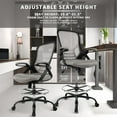 thumbnail image 6 of HYLONE Drafting Chair, Tall Office Chair Standing Desk Chair Grey Mesh High-Back Drafting Stool with Flip-Up Arms, Adjustable Foot Ring, 6 of 7