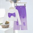 thumbnail image 2 of NOLDARES Infant Kid Girl Cute Fall Clothes Set2pcs Long Sleeve Crewneck Sweatshirt and Pants Print Outfits Clothing(Purple,5-6 Y), 2 of 4