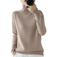thumbnail image 2 of Womens Turtleneck Long Sleeve Sweater Tops Casual Soft Knit Fit Lightweight Basic Pullover Fall Work Outfits Camel L, 2 of 4