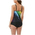 thumbnail image 7 of 2025 Swimsuits CALAFEBILA Women One-Piece Swimwear Halter Retro Gradient Suspenders Boxer PantsSplit Mother's Day Summer Jumping Printed Swimsuit, 7 of 7