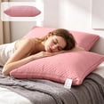 thumbnail image 3 of Tarmeek PP Cotton Pillow Insert, Quilted Stitch Bed Pillow for Sleeping, 650g Low Loft Soft Pink Pillow for Back/Stomach/Side Sleepers, Standard Size, 3 of 6