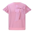 thumbnail image 1 of PXLKNZH Hauts d'Été pour Femmes 2025 Tunique Décontractée à Manches Courtes Blouses Col Rond Habillé Nœud devant T-Shirts Boho Rose,P, 1 of 4