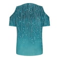 thumbnail image 5 of Cavosen Women Short Sleeve T Shirts Tops Summer Off Shoulder Sleeve Dressy Tees Tunic V Neck Casual Loose Blouse Floral Graphic Print Fashion T Shirts Going out Shirts Blue 2XL, 5 of 6