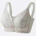 thumbnail image 5 of Telankuip Ultra Soft Front Zipper Wireless Lifting Bras for Women Wirefree Lace Anti-Sagging Seamless Bralettes Full Coverage Racerback Thin Cup Comfort Front Closure Bras White 90, 5 of 6