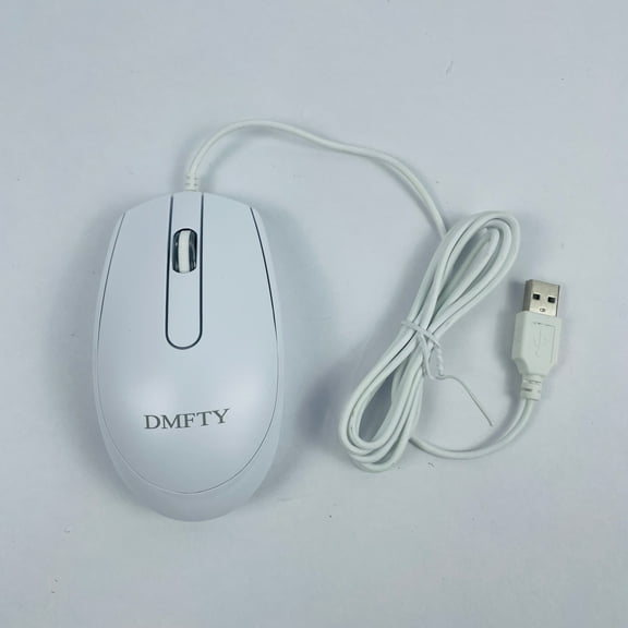 DMFTY Wired Computer Mouse, USB Port Computer Peripherals, White