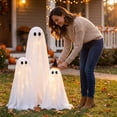 thumbnail image 6 of Sruoe 3 Pack Light Up Standing Fabric Ghost Yard Decorations, Witch Hat White Ghost Ornament, Kid Friendly Cute Halloween Decor For Front Porch Indoor Fall Home Layout, 6 of 7