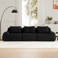 thumbnail image 4 of FFH 114" Modular Sectional Sofa for Living Room, Flannelette Fabric, Deep Seat, Buckle Connection, Anti-slip Design, No Assembly (Black, 3 Seater), 4 of 18