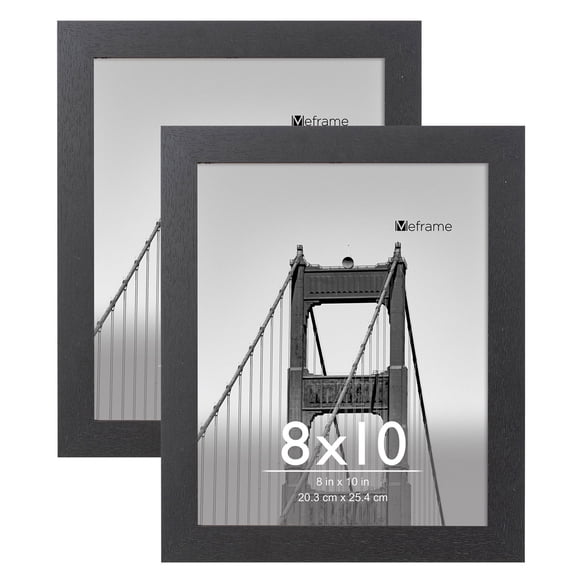 Meframe 2PACK 8x10 Wooden Picture Frame for Wall and Tabletop Display 8x10 Photo, Black