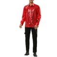 thumbnail image 2 of INSPIRE CHIC Men's Shiny Sequins Shirt Long Sleeves Slim Fit Disco Party Shirt, 2 of 6