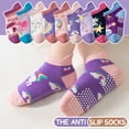 thumbnail image 2 of 9 Pairs Baby Girls Grips Ankle Socks Kids Toddlers Infants Anti Slip Non Skid Funny Cartoon Crew Breathable Cotton Socks, 2 of 5