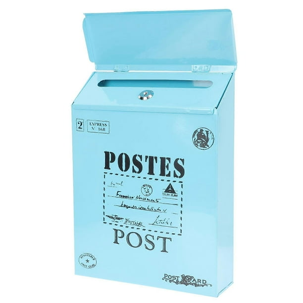 Lockable Vintage Mailbox Retro Letter Box with English Letters Wall Mount Post Box for Home Garden Office Outdoor Use