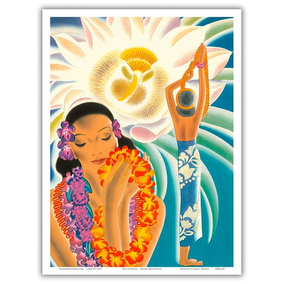 The Offering - Hawaiian Offering (Ho’okupu) - Vintage Menu Cover by Frank Macintosh c.1930s - Master Art Print (Unframed) 9in x 12in