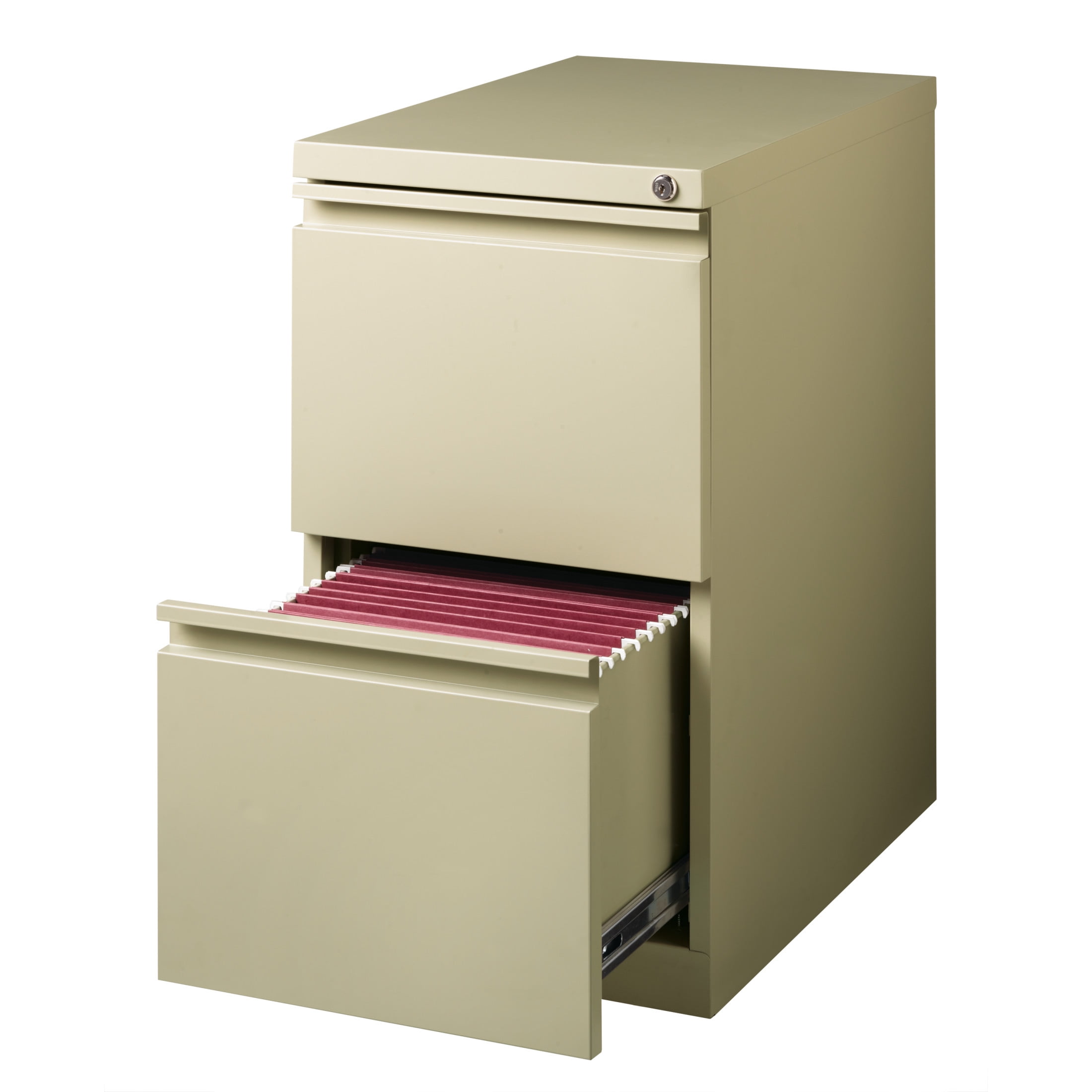 Hirsh 23" Deep Mobile Pedestal File Cabinet 2 Drawer File-File, Letter Width, Putty
