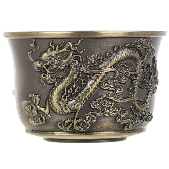 Topbathy Brown Bronze Kung Fu Tea Cup with Intricate Dragon Design, Ceramic Teacup for Daily Tea Drinking