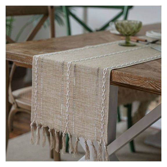 Table runner, boho with tassels country style table runners washable table ribbon hand tassels runner table decoration kitchen farmhouse dining table for dining room table living room table