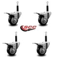 thumbnail image 2 of 3 Inch Black Poly Swivel 3/4 Inch Expanding Stem Caster Set Total Lock Brake, 2 of 2