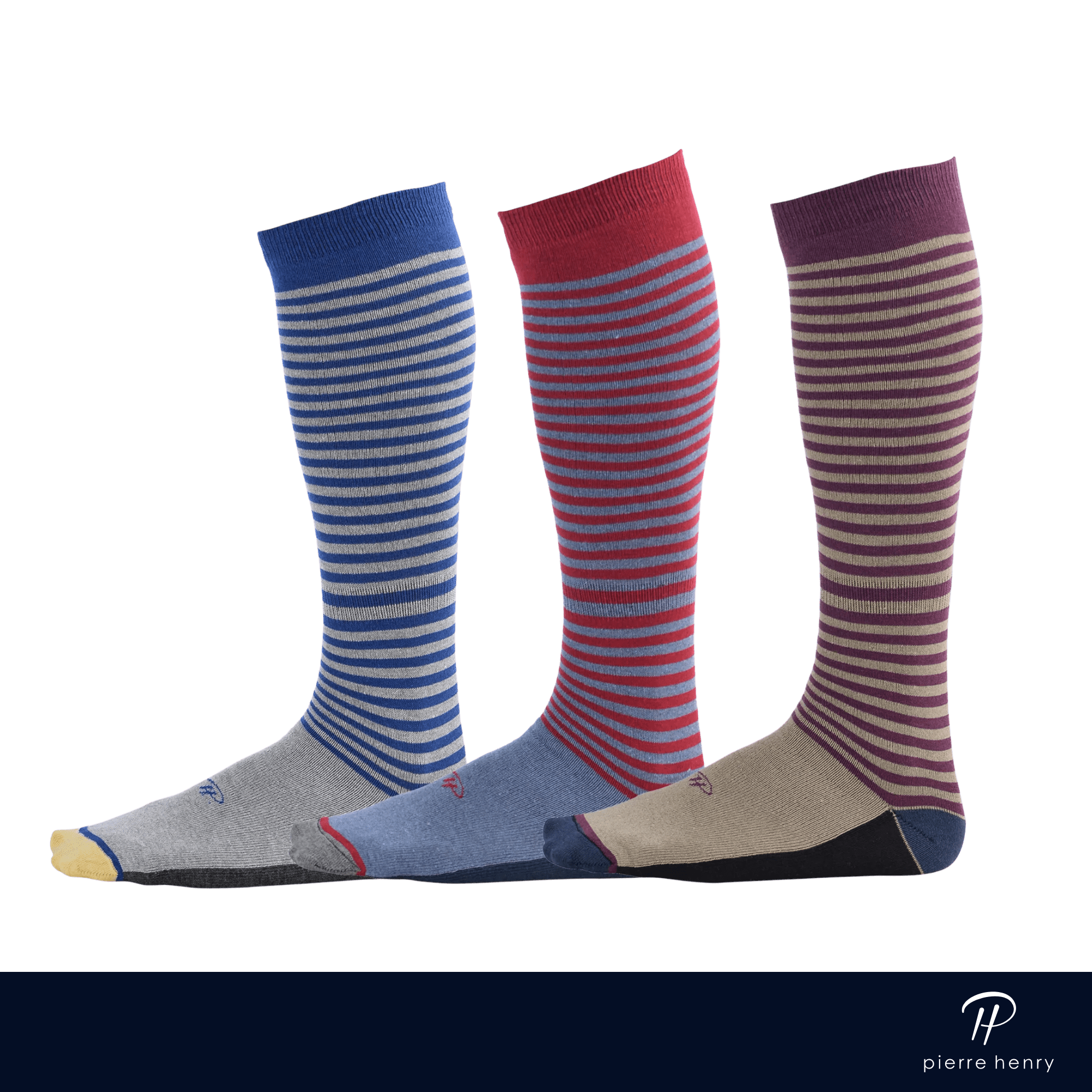 Pierre Henry Over the Calf Socks for Men (3 pairs) Cotton Over the