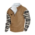 thumbnail image 2 of Wancir Men Retro Ethnic Printed Sweatshirts Casual Stand-Up Neck Pullover Tops Zipper V Neck Long Sleeve Loose Sweatshirts, 2 of 3