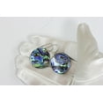 thumbnail image 2 of Abalone Earrings Mother of Pearl Paua Shell Peacock Blue Green Simple Round MOP Drops Sterling Silver Spyglass Designs, 2 of 3