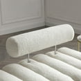 thumbnail image 4 of LoLado 53.2" Modern Sherpa Fabric Upholstered 2-Seater End of Bed Bench Sofa with Gold Legs - Versatile Fuzzy Ottoman for Bedroom, Living Room, or Entryway, Beige, 4 of 6