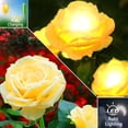 thumbnail image 3 of Solar Flowers Garden Lights Outdoor Waterproof [Updated] 2 Packs 10 Yellow Roses Solar Decorative Stake Lights for Patio Pathway Yard Lawn Decor, 3 of 16