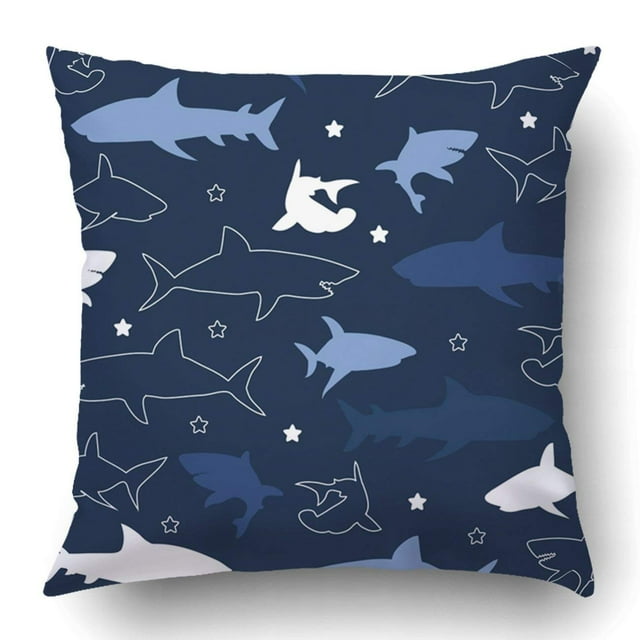 BOSDECO Shark Pattern Pillowcase Pillow Cushion Cover 18x18 inch