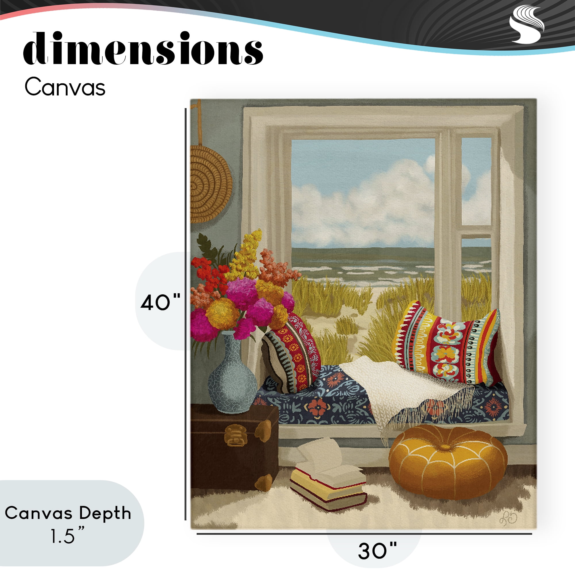 Stupell Industries Coastal Vacation Window Seat Canvas Wall Art, design by Lisa R Dumm