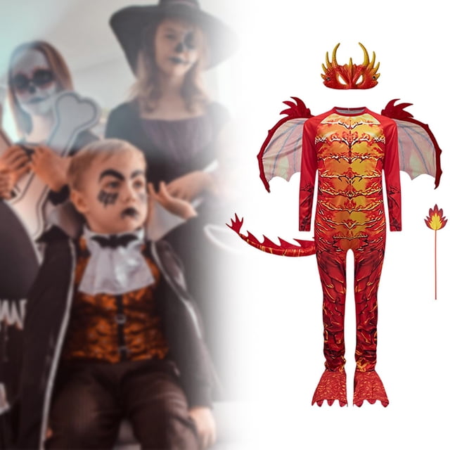 Kit de vestuario de dragón para niños para pequeños entusiastas del dragón Halloween Vestido Tamaño m