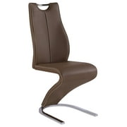 Homehours Global Furniture Dining Chair, Brown Pu with Cappuccino Trim