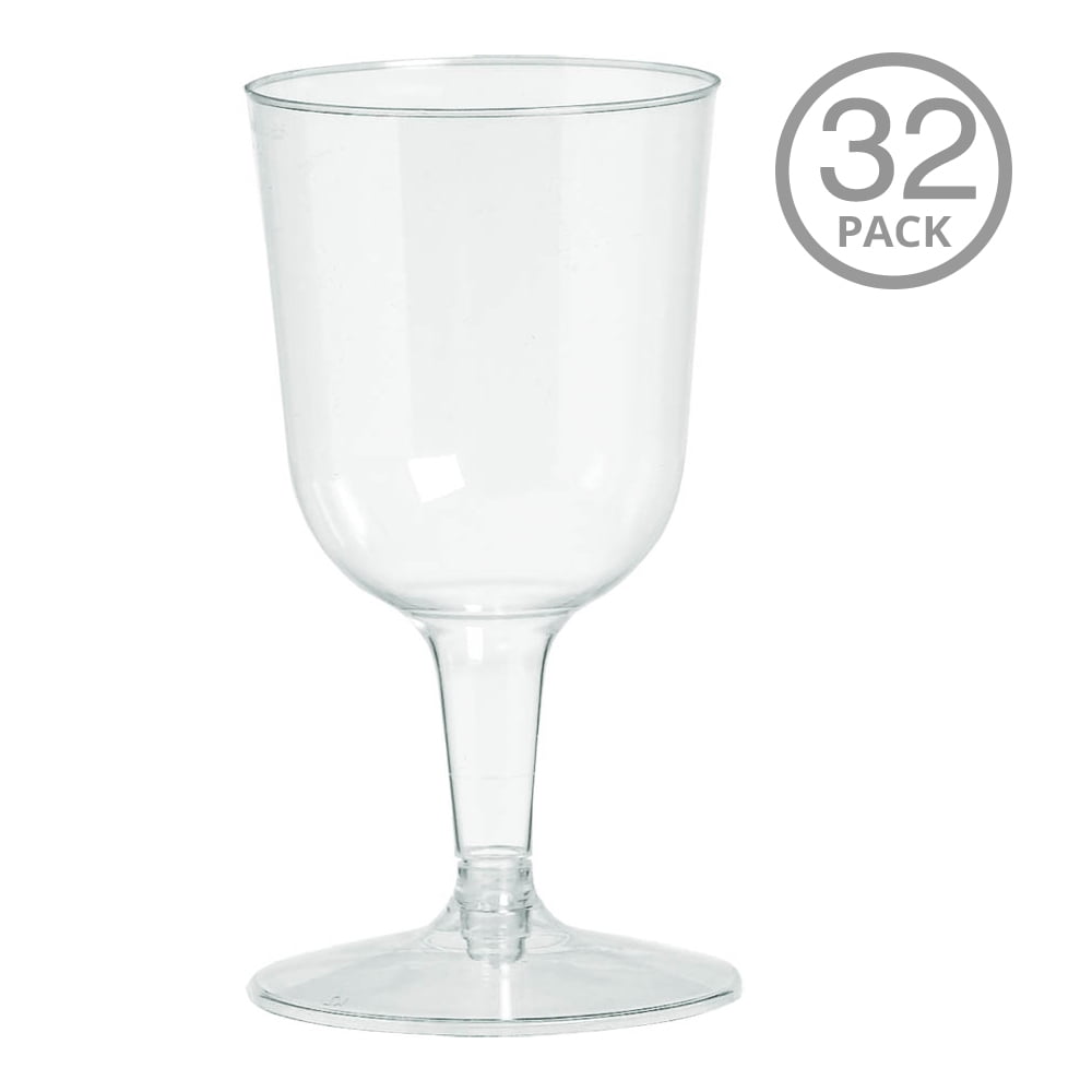Clear Reusable Plastic Wine Glasses Cocktail and Drink Party Drinkware and Barware, 5.5 oz. Big